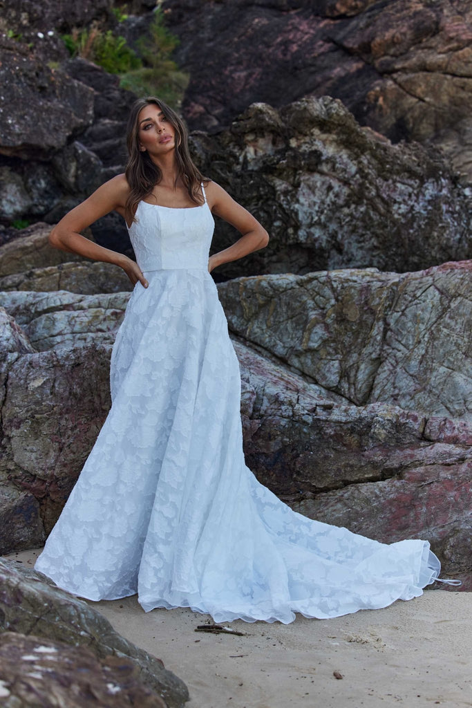 Saffron A-Line Scoop Neck Wedding Dress – TC390