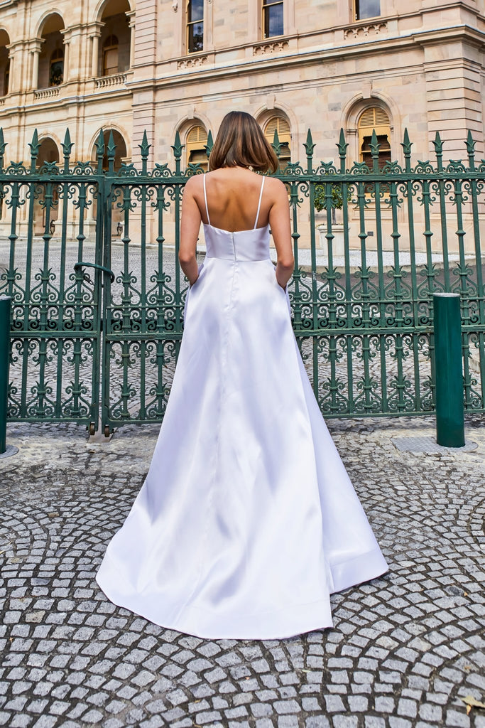 [Sample] Ayla Satin A-Line Debutante Dress – PO940 by Tania Olsen Designs