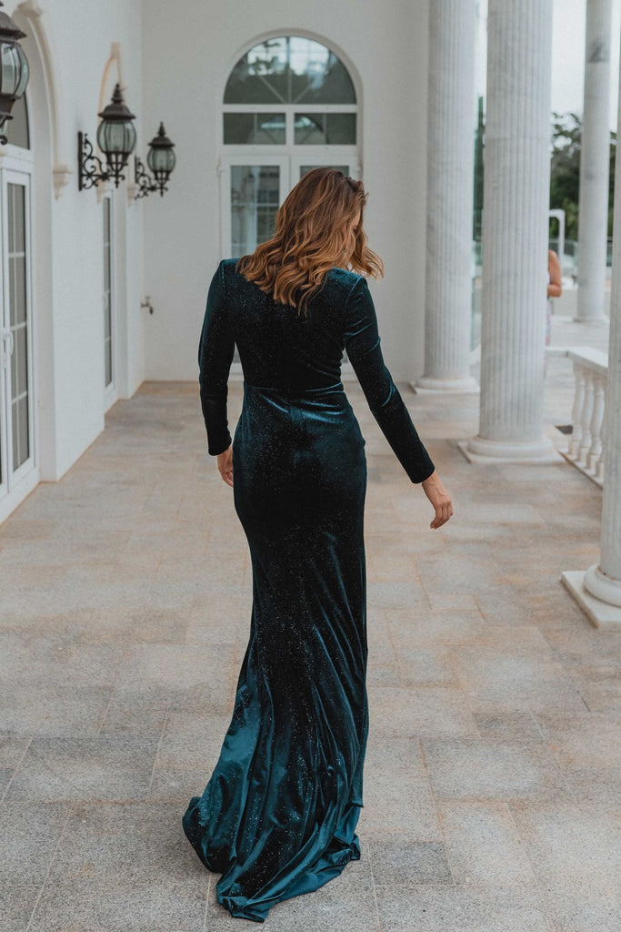 [Sample] Komoto Velvet Long Sleeve Evening Dress – PO925 by Tania Olsen Designs