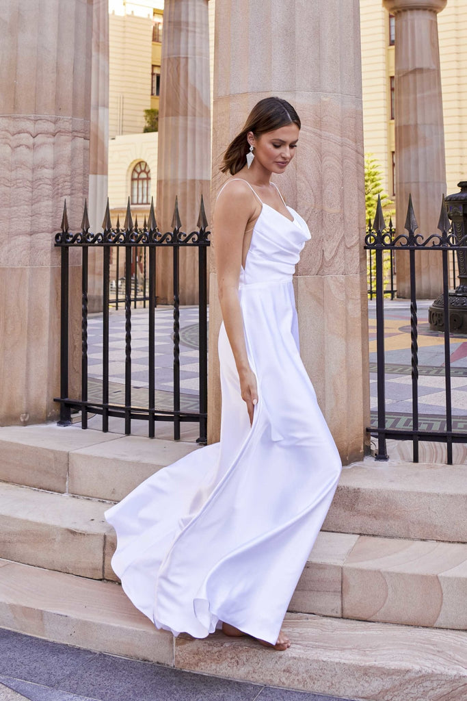 (SAMPLE SALE) Esther Satin Cowl Debutante Dress – PO944