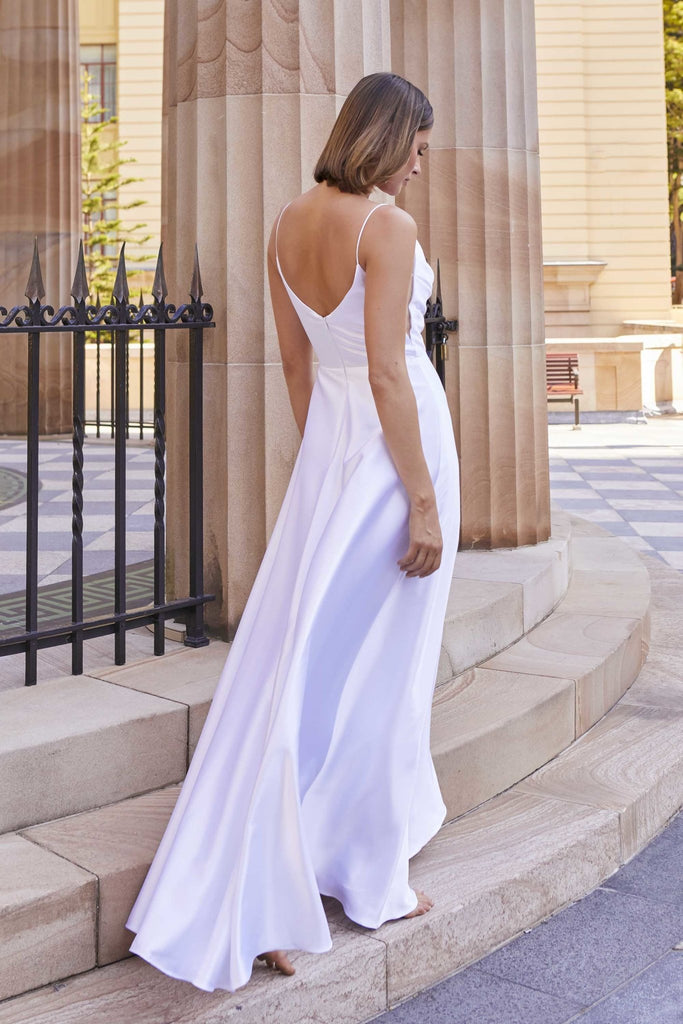 (SAMPLE SALE) Esther Satin Cowl Debutante Dress – PO944