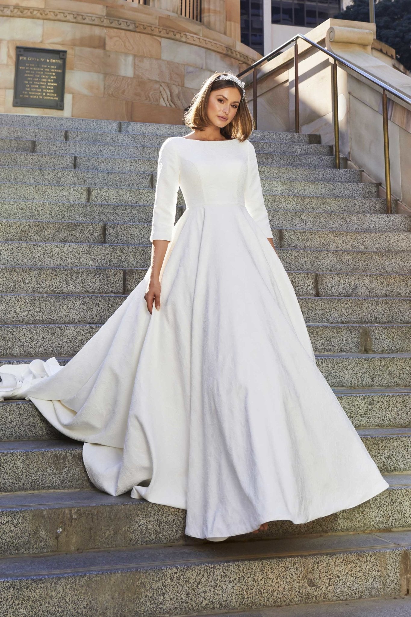Simple Modest Long Sleeves Wedding Dress NYASIA – ieie