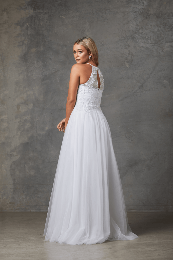 (SAMPLE SALE) Sharnie High Neck Tulle Wedding Dress - TC236