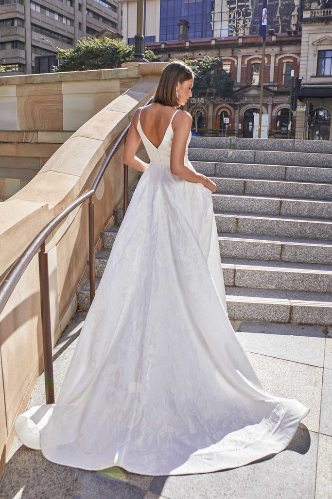 (SAMPLE SALE) Summer Chapel Train Wedding Dress – TC385