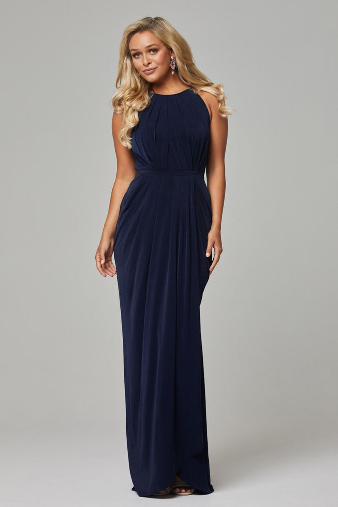 Sandra High Neck Bridesmaid Dress – TO76 Navy