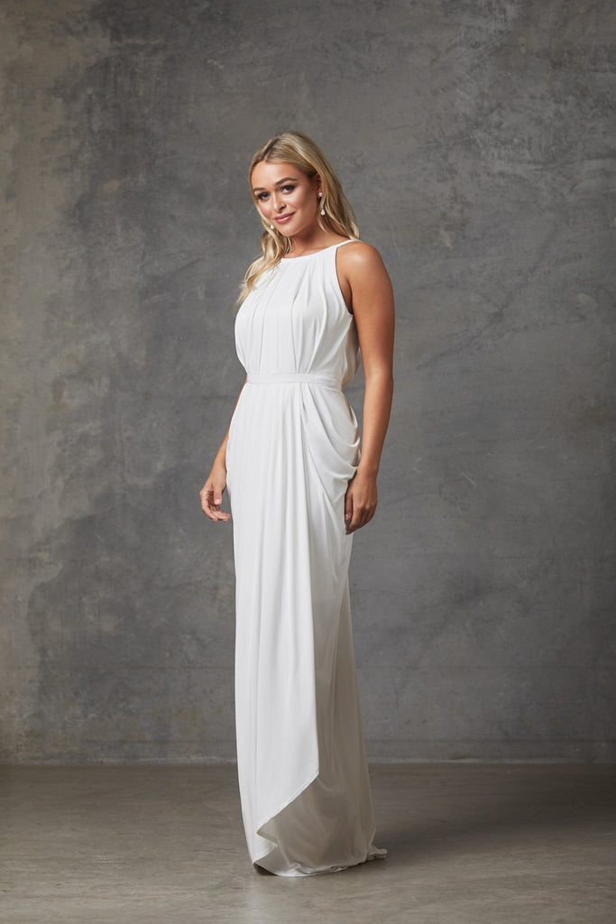 Sandra High Neck Bridesmaid Dress – TO76 Vintage White