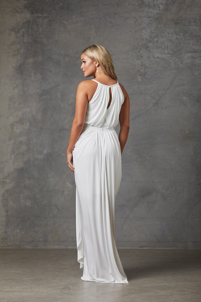 Sandra High Neck Bridesmaid Dress – TO76 Vintage White