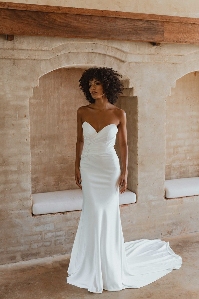Seattle Strapless Sequined Lace Wedding Dress – TC343