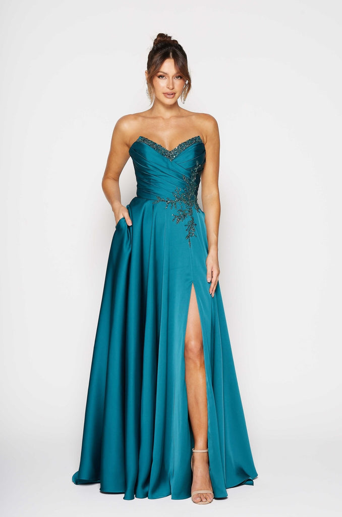 Seine A-line Satin Formal Dress by Tania Olsen Designs