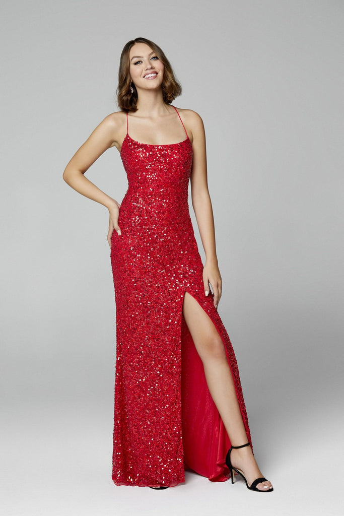 Sequin Scoop neck Formal Dress - 3290