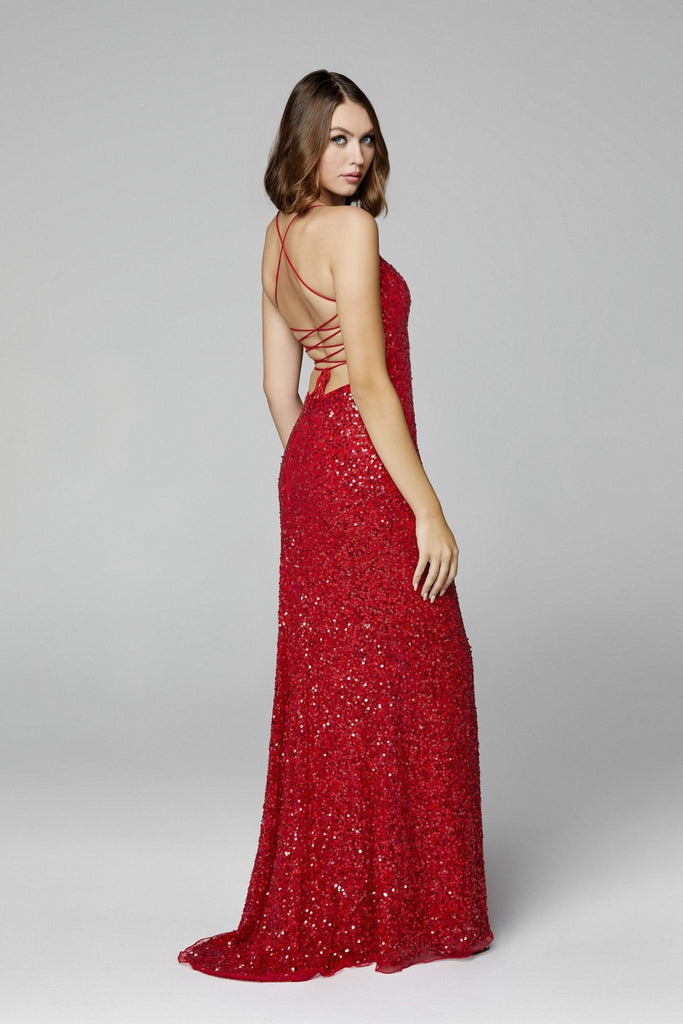 Sequin Scoop neck Formal Dress - 3290