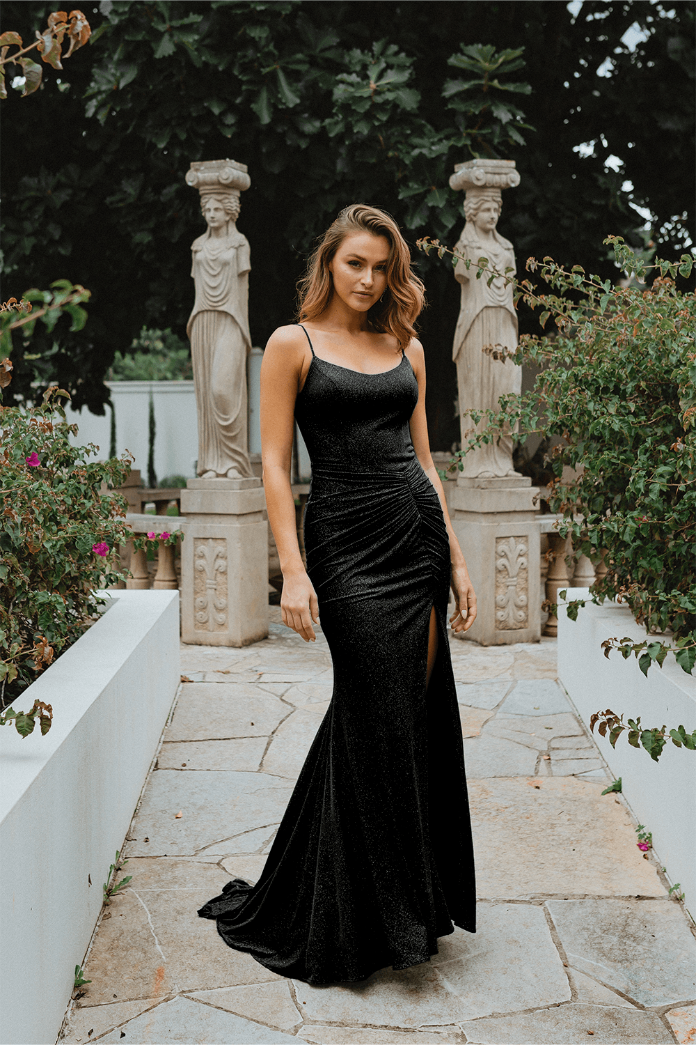 Black glitter formal dress hot sale