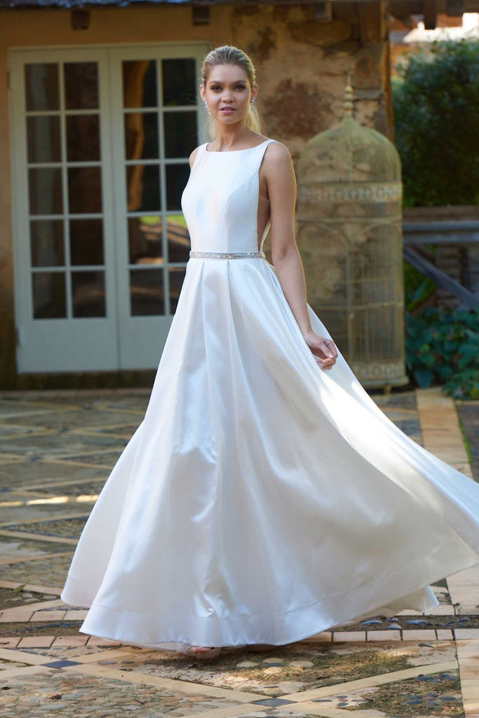 Shari High Neck Satin Wedding Dress – TC308