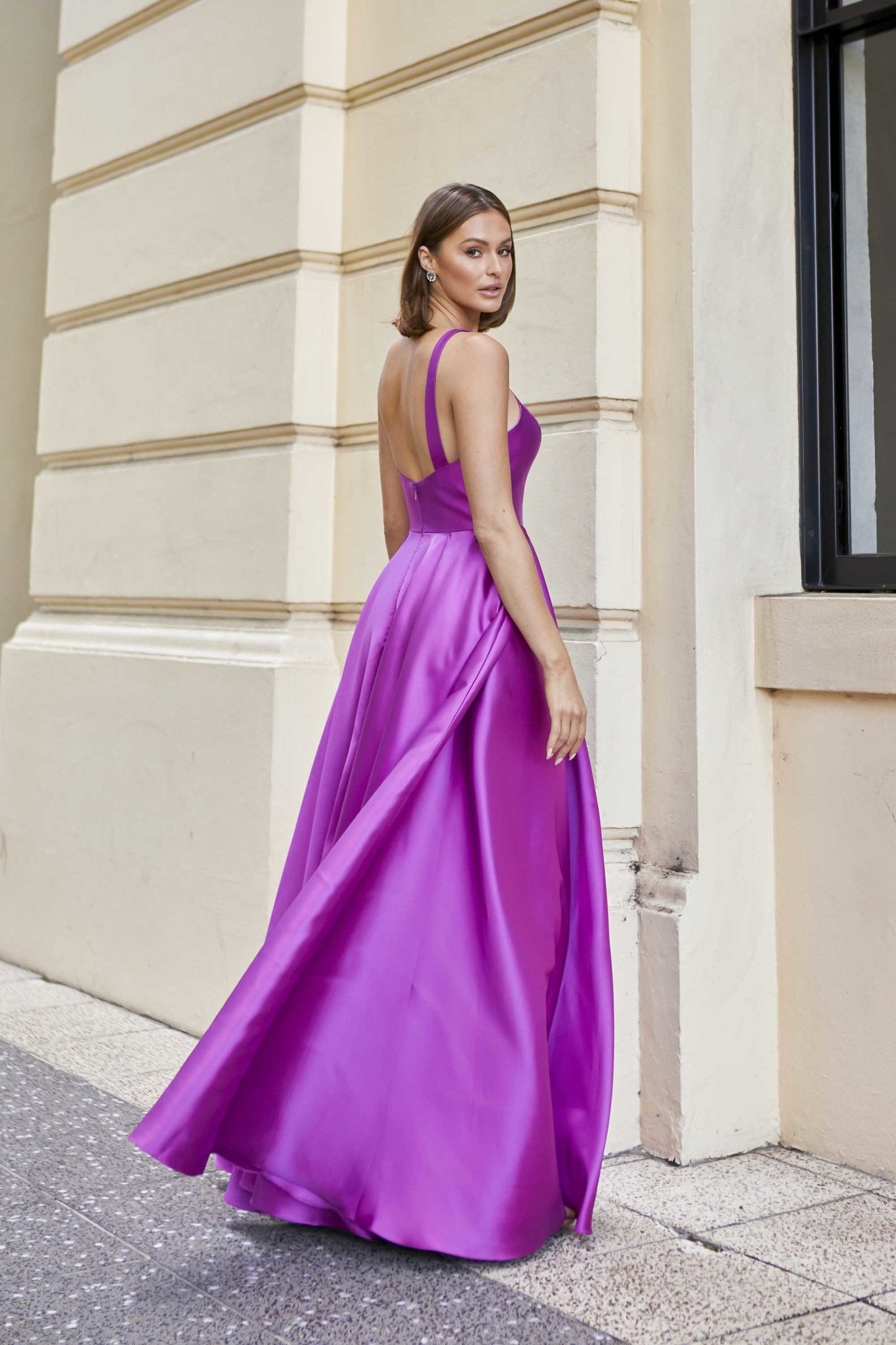 Violet Purple Satin Gown