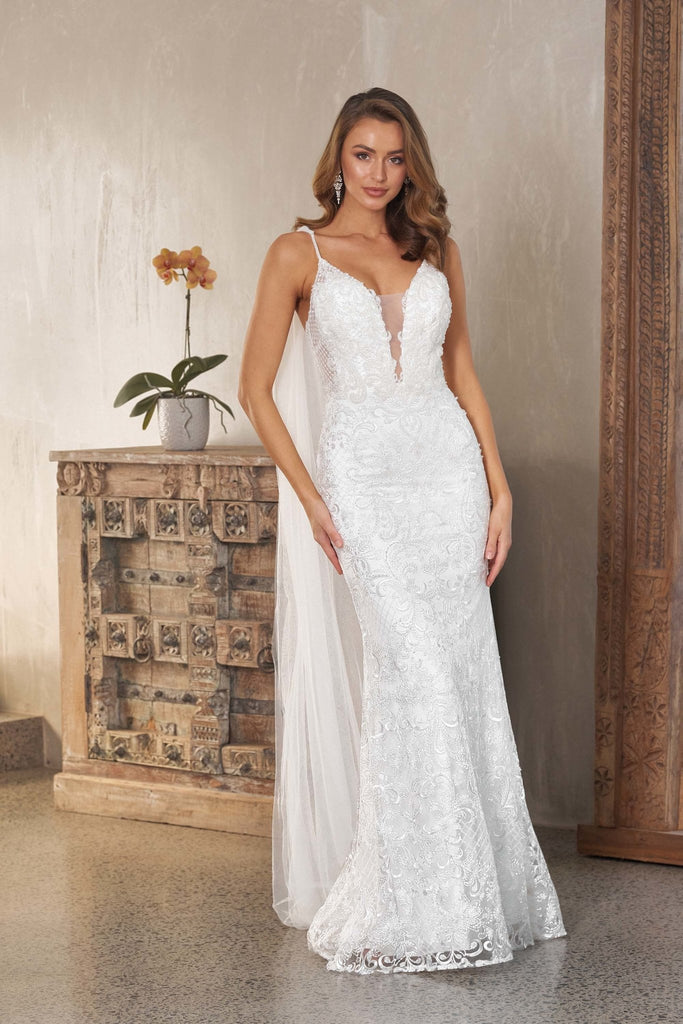 Shiloh Low Back Fitted Wedding Dress – TC250