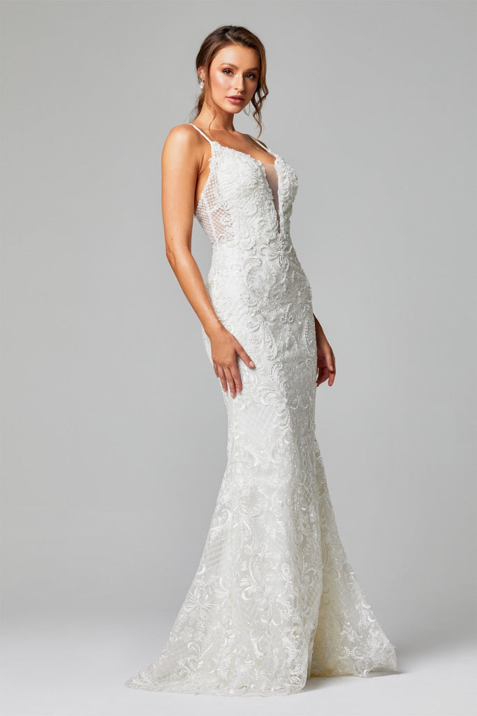 Shiloh Low Back Fitted Wedding Dress – TC250