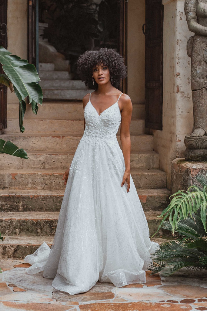 Stirling Embroidered Sequin Wedding Dress – TC349