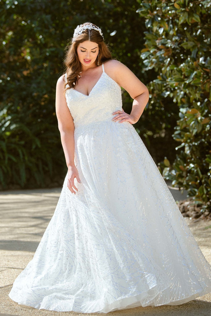 Stirling Embroidered Sequin Wedding Dress – TC349