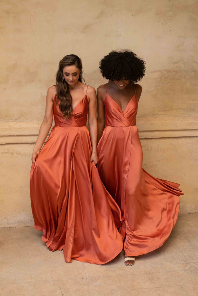 Suva Crossover Satin Bridesmaid Dress - TO875