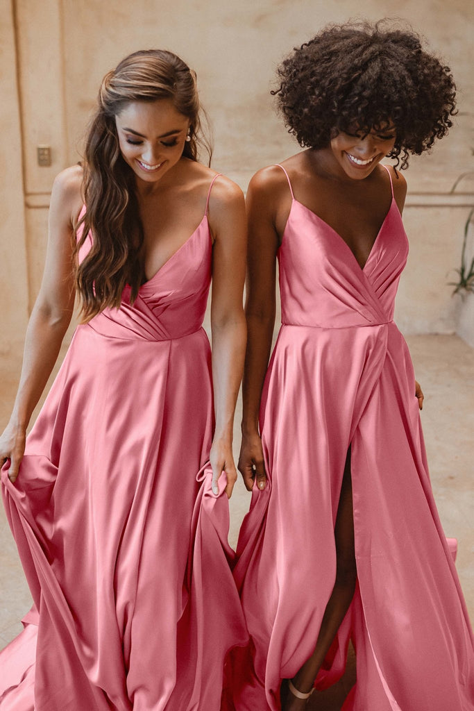 Suva Crossover Satin Bridesmaids Dress – TO875 Mink