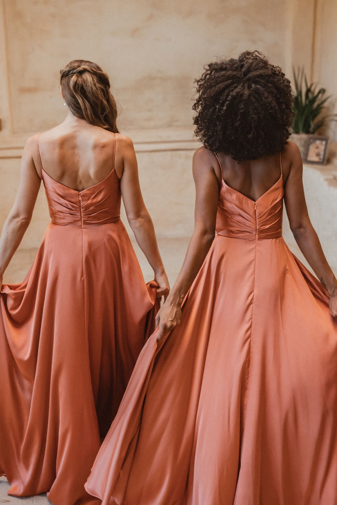 Suva Crossover Satin Bridesmaids Dress – TO875 Rose