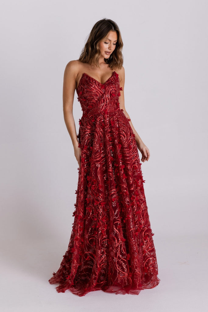 Tillie Detachable Flutter Sleeve Prom Dress - PO997