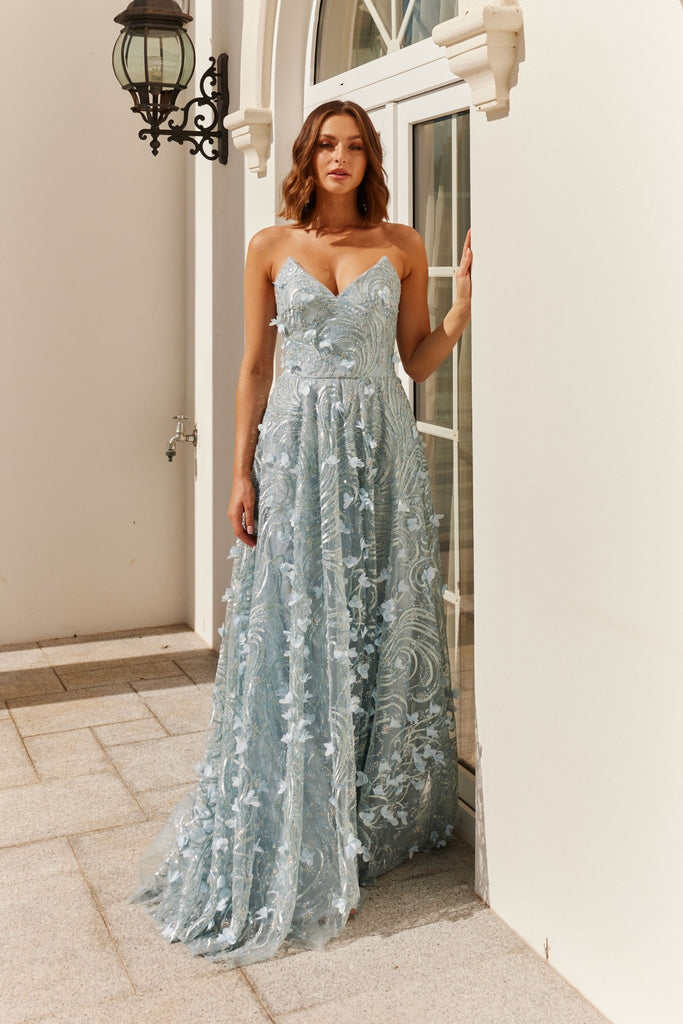 Tillie Detachable Flutter Sleeve Prom Dress - PO997