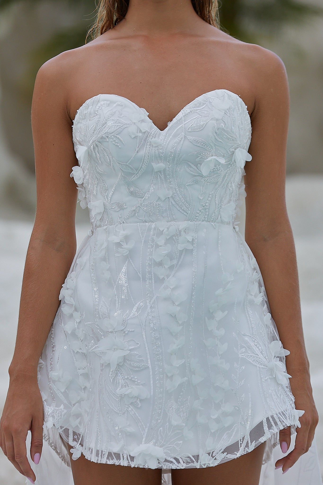 mini bridal dress australia Ula 3D Lace Mini Wedding Dress