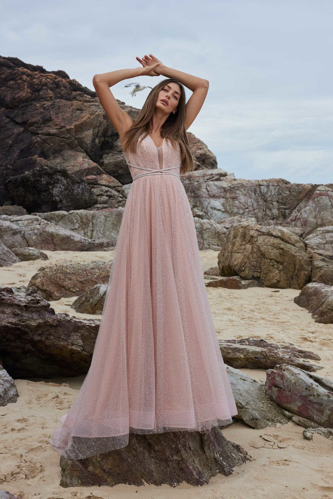 Wattle Glitter tulle and Crystal Formal Dress – PO947