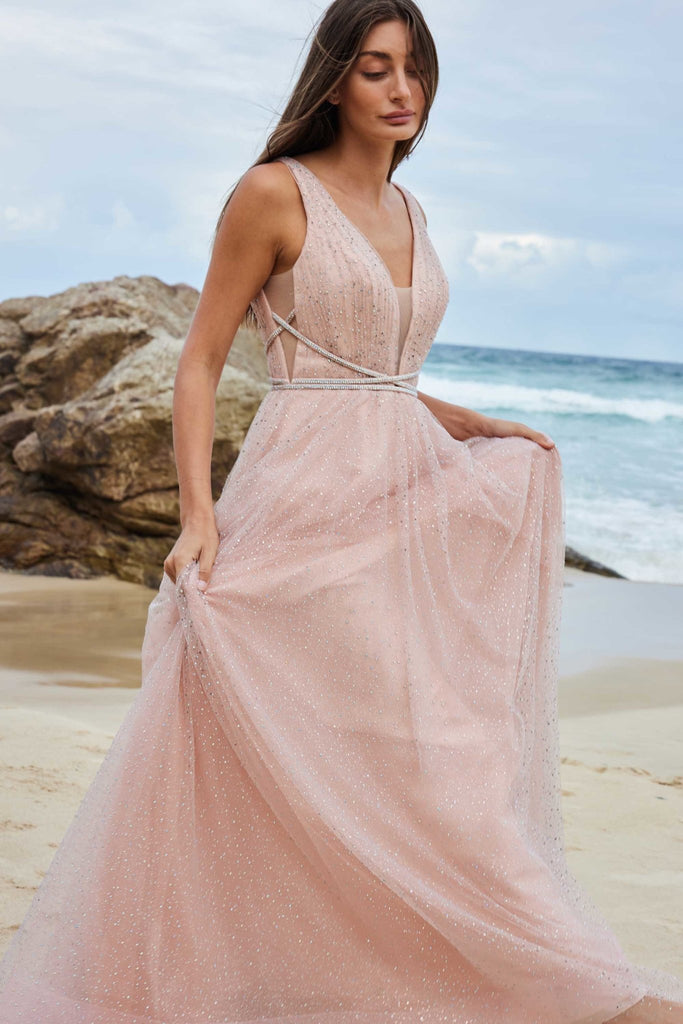 Wattle Glitter tulle and Crystal Formal Dress – PO947
