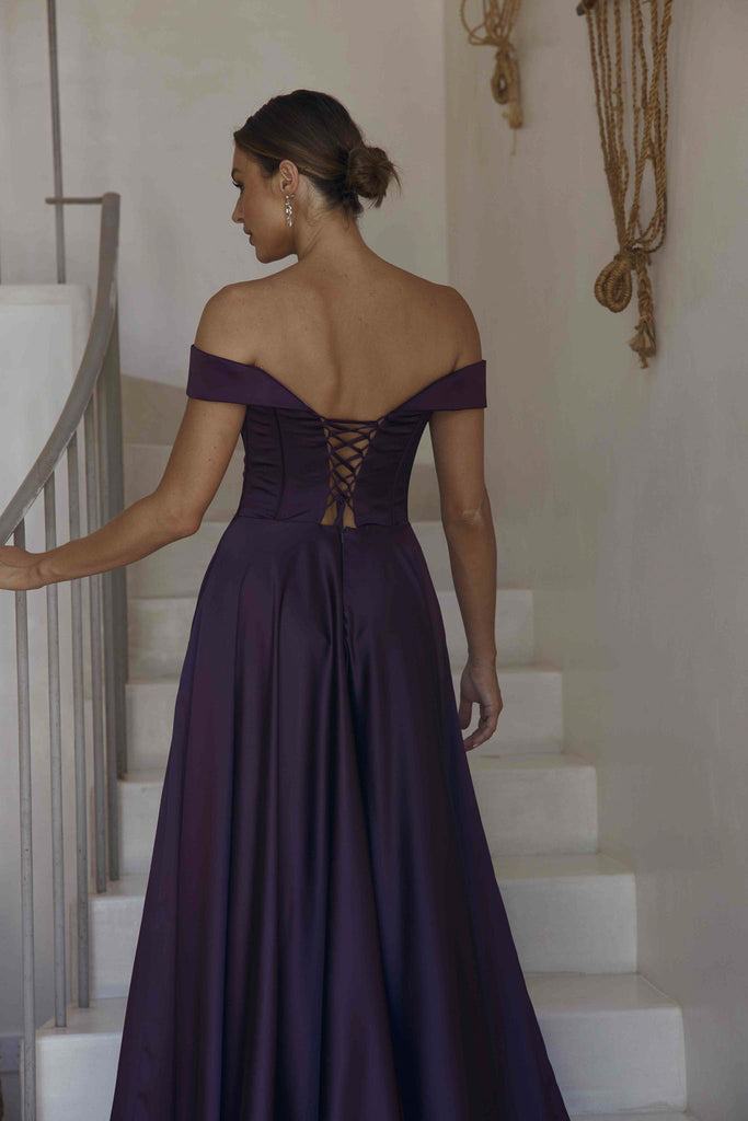 Willa Satin Off-shoulder Corset Formal Dress – PO2311 by Tania Olsen Designs