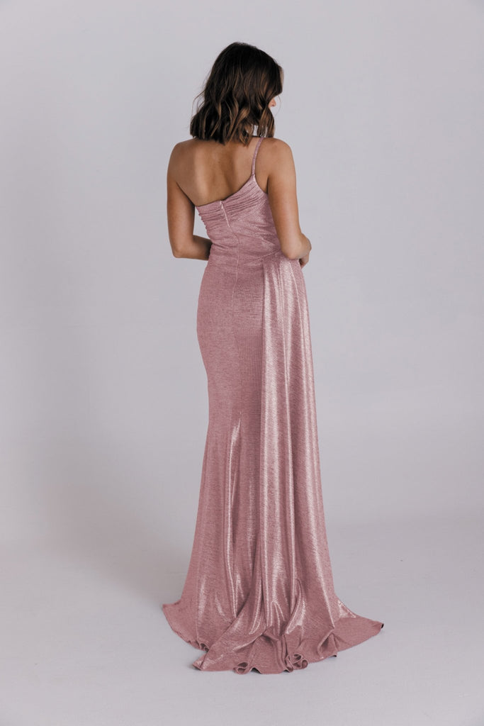 Winta Draped Side Train Formal Dress - PO981