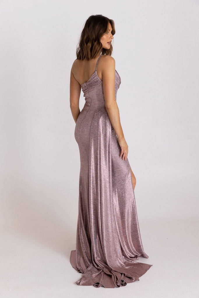 Winta Draped Side Train Formal Dress - PO981