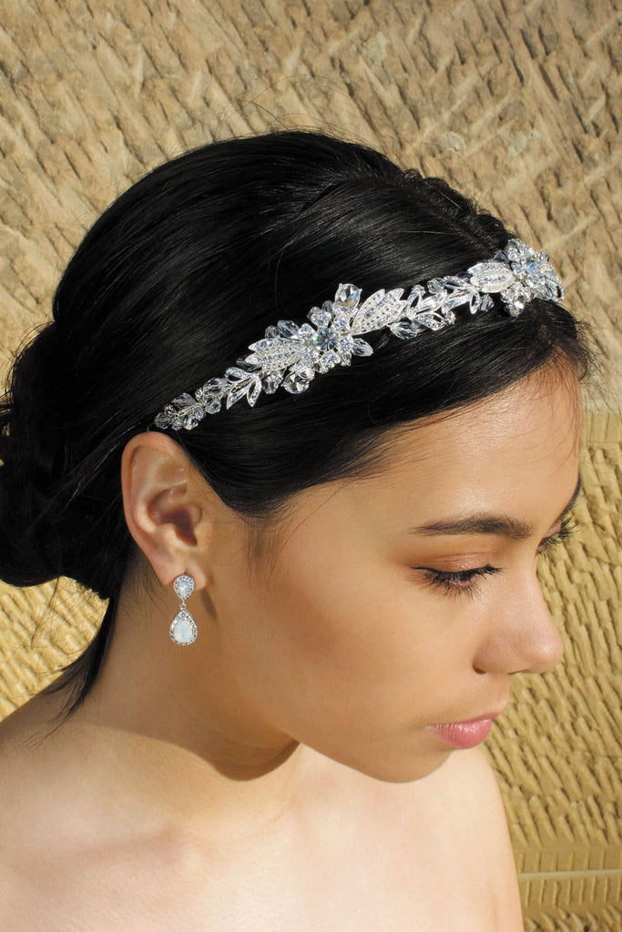 Yasmin Embellished Crystal Headband - Silver